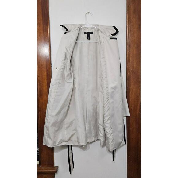 I.N.C. Double Breasted Belted Trench Coat Size Medium Contrast Trim - Picture 10 of 11